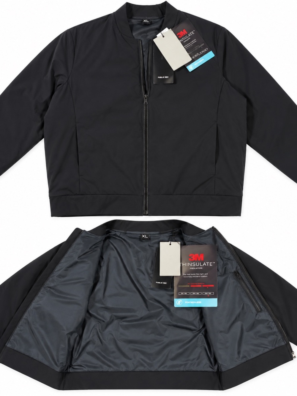 Public Rec Better Than Down Bomber Jacket Men XL Black NWT 3M Thinsulate $198